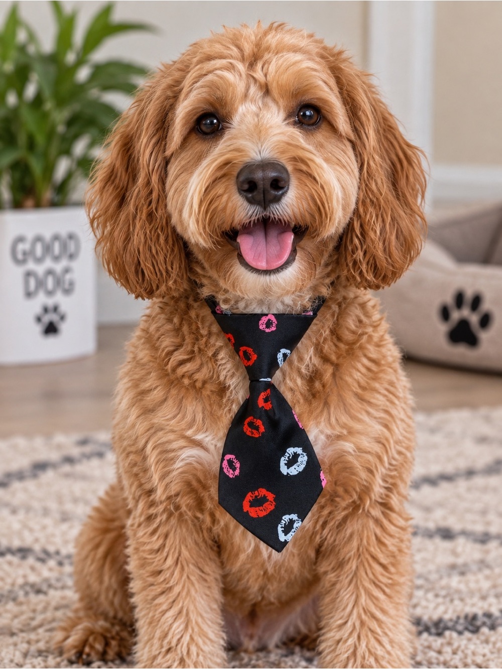 Pet Neck Tie for Dogs & Cats Colorful Kiss Print Fashion Accessory